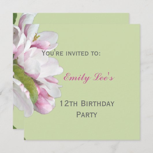 appelbloesem feest uitnodiging (Voorkant / Achterkant)