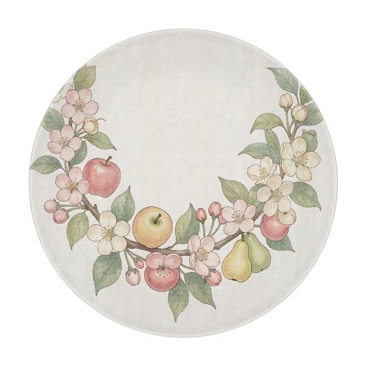 Appelbloesem Fruit Krans Botanisch Snijplank (Voorkant)