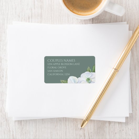 Appelbloesem Groene en witte bloem bruiloft Etiket (Insitu)