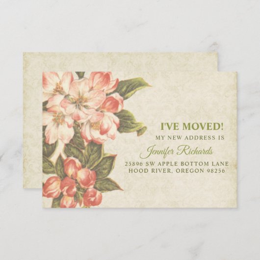 appelbloesem heeft net Kaart verplaatst (Voorkant / Achterkant)