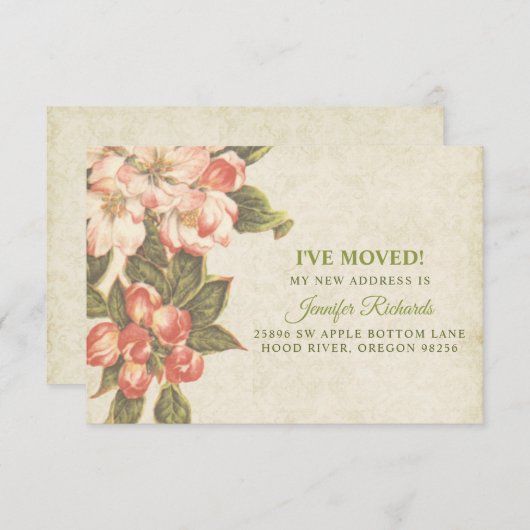  appelbloesem heeft net Kaart verplaatst (Voorkant / Achterkant)