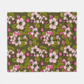 Appelbloesem op donkergroen fleece deken (Voorkant (Horizontaal))