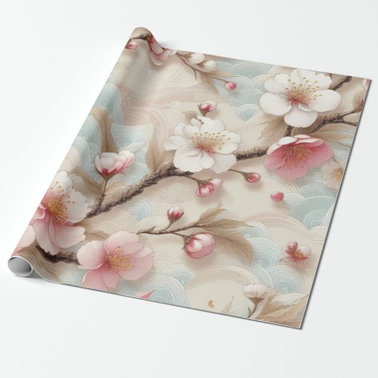 Appelbloesem takken cadeaupapier (Uitgerold)