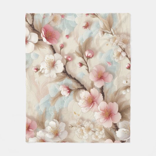 Appelbloesem takken fleece deken (Voorkant)