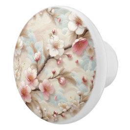 Appelbloesem takken keramische knop