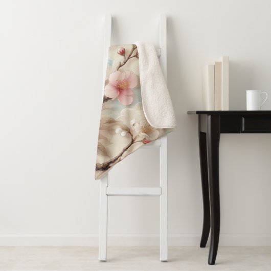 Appelbloesem takken sherpa deken (In situ)