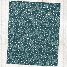 Appelbloesemtakken Botanische Blokprint Groen Fleece Deken