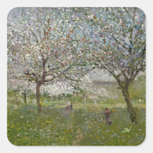 Appelbomen in de Bloem Vierkante Sticker