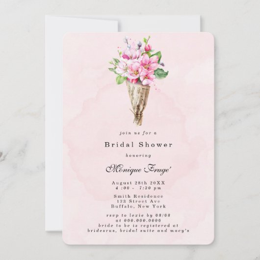 Appelboom Bloesem Bloem Bruiloft Uitnodiging (Voorkant)