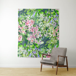 Appelboom Bloesem Watercolor Wandtapijt – Botanica Wandkleed