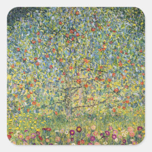 Appelboom door Gustav Klimt, Vintage Art Nouveau Vierkante Sticker
