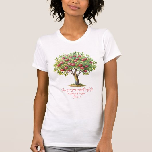 Appelboom Jakobus 3:13 vers T-shirt (Voorkant)