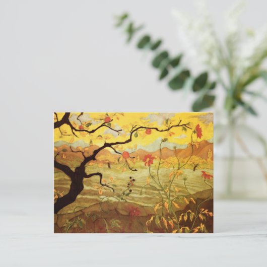 Appelboom met rood fruit briefkaart (Staand voorkant)