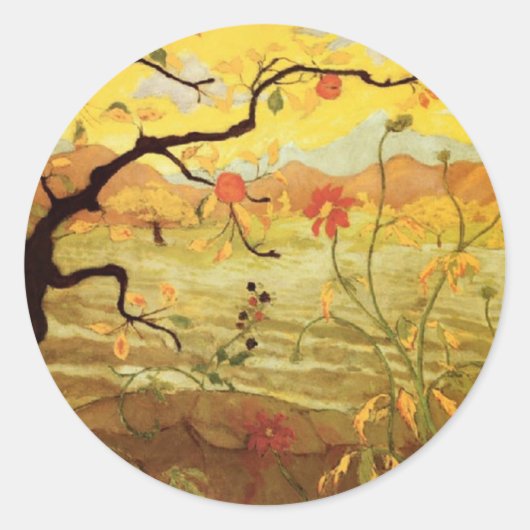 Appelboom met rood fruit ronde sticker (Voorkant)