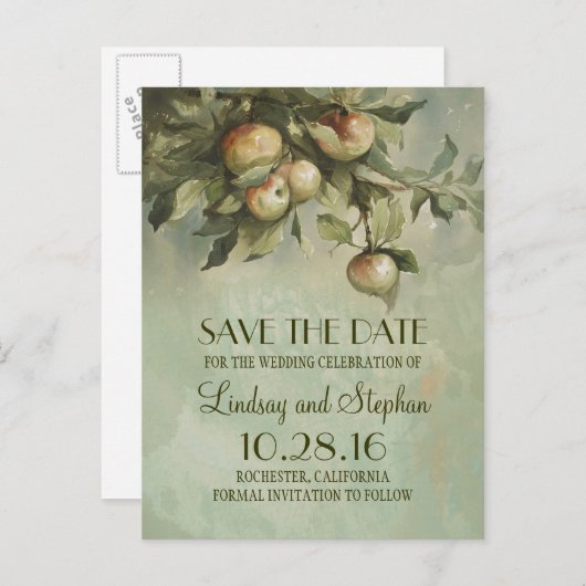 Appelboom rustiek opslaan van de datum briefkaarte aankondigingskaart (Voorkant / Achterkant)