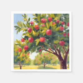 Appelboomgaard Herfst Watercolor Kunst Servet