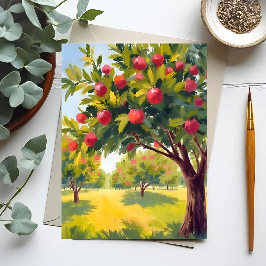 Appelboomgaard Herfst Waterverf Briefkaart