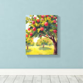 Appelboomgaard Herfst Waterverf Canvas Afdruk (Insitu (Houten vloer))