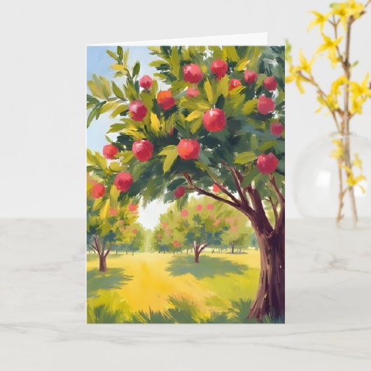 Appelboomgaard Herfstval Waterverf Kaart (Gele Bloem)