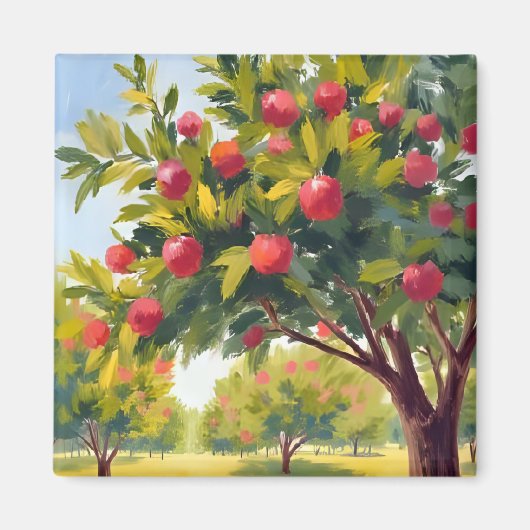 Appelboomgaard Herfstval Waterverf Magneet (Voorkant)