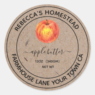 Appelboter Kraftpapier Potlabels voor Inmaken Ronde Sticker
