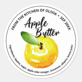 Appelboter-waterverf-sticker voor inmaken ronde sticker