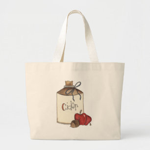 appelcider en appelpluche grote tote bag