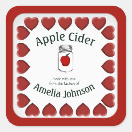 Appelcider Gemaakt met Liefde Aangepast Vierkante Sticker