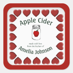 Appelcider Gemaakt met Liefde Maatwerk Vierkante Sticker