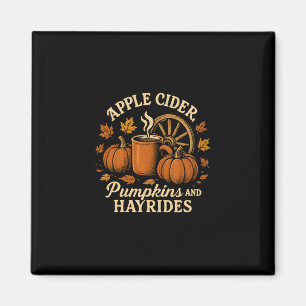 Appelcider Pompoenen En Hooiwagenritten Schattige  Magneet
