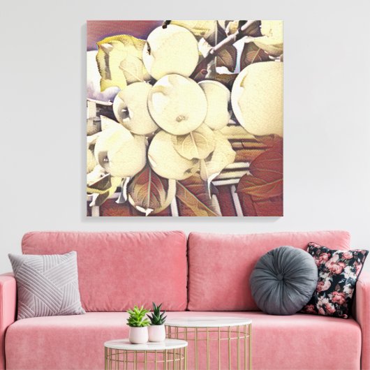 Appelclusterdoek in gouden en bronzen kleur canvas afdruk (Insitu (Woonkamer))