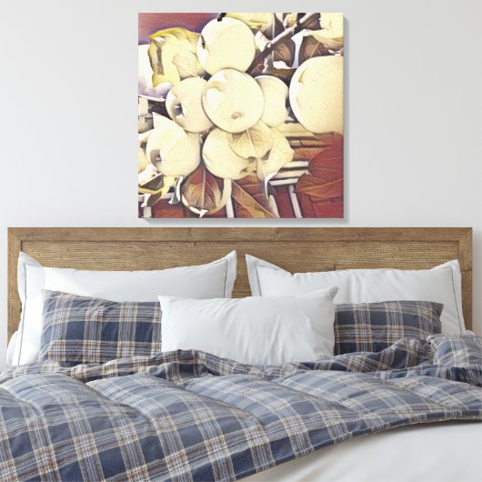 Appelclusterdoek in gouden en bronzen kleur canvas afdruk (Insitu (Slaapkamer))