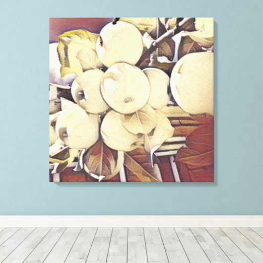 Appelclusterdoek in gouden en bronzen kleur canvas afdruk (Insitu (Houten vloer))