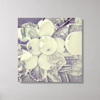 Appelclusterdoek met een houtskoolstijl canvas afdruk
