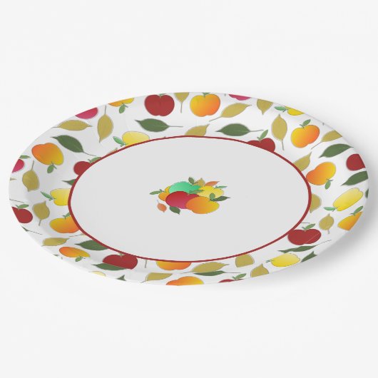 Appelen en bladeren papieren bordje (Gekanteld)