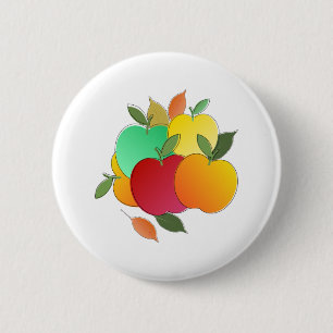 Appelen en bladeren ronde button 5,7 cm