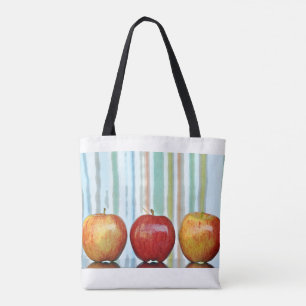 Appelen en marbles met gestreepte achtergrond tote bag