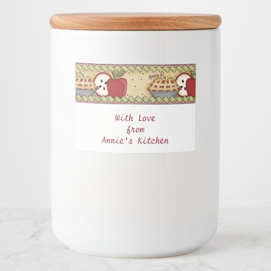 Appelen en taart voedselcontainer etiket (Voorkant)