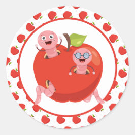 Appelen en wormen Klassieke ronde Sticker