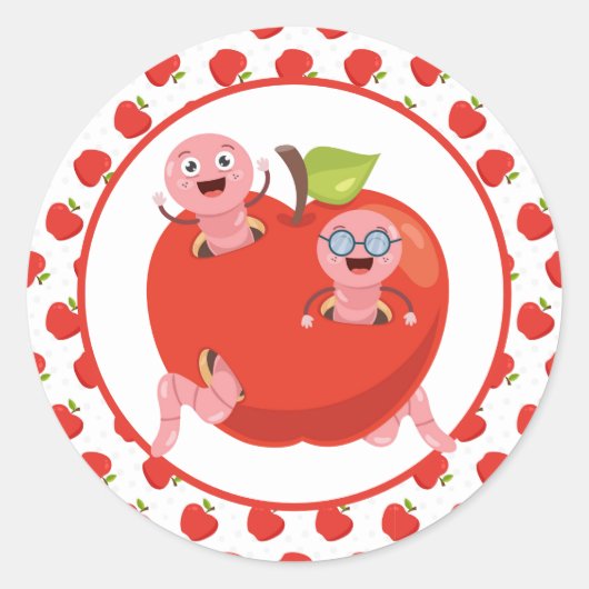 Appelen en wormen Klassieke ronde Sticker (Voorkant)