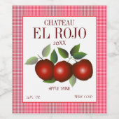Appelen Fruit Zomer Oogst Gingham Wijn Etiket (Enkel label)