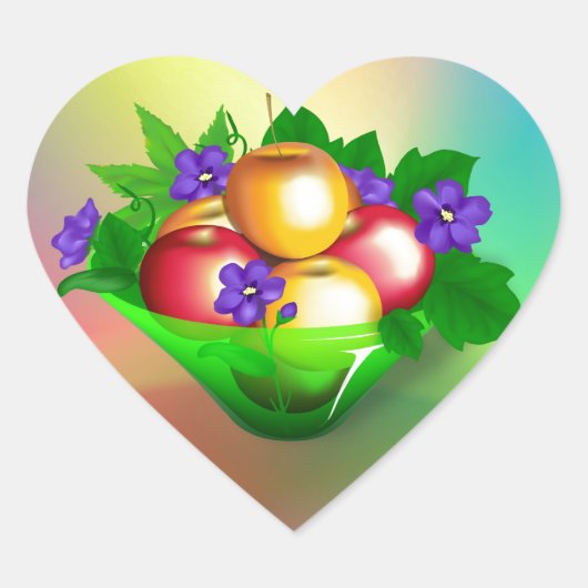 Appelen in Vase Hart Sticker (Voorkant)