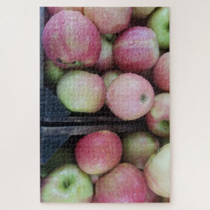 Appelen met regendruppels op de boerenmarkt legpuzzel