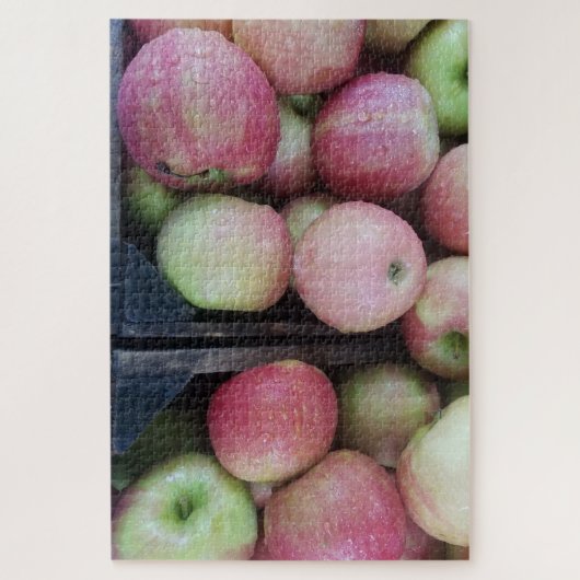 Appelen met regendruppels op de boerenmarkt legpuzzel (Verticaal)