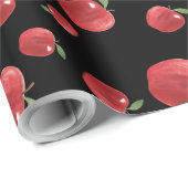 Appelen op zwarte achtergrond cadeaupapier (Rol Hoek)