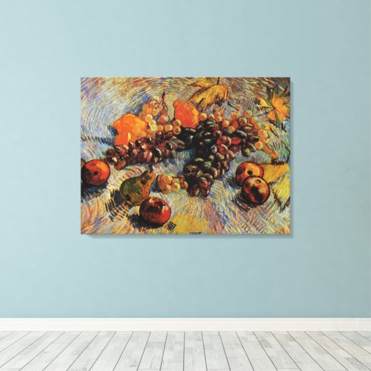 Appelen, peren, lemonen, druiven van Vincent van G Canvas Afdruk (Insitu (Houten vloer))