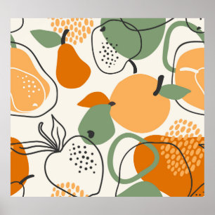 Appelen, peren:  naadloos patroon. poster