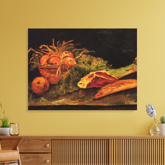 Appelen, vlees en een rol van Vincent van Gogh Canvas Afdruk (Insitu (Woonkamer))