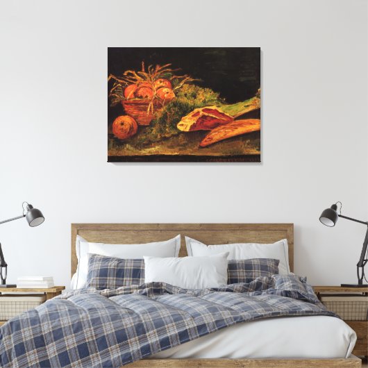 Appelen, vlees en een rol van Vincent van Gogh Canvas Afdruk (Insitu (Slaapkamer))