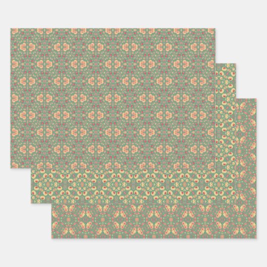 Appelfruit Abstract geometrisch patroon 5 Inpakpapier Vel (Set)